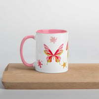 Image 3 of Warm palette Butterflies and Moths Mug with Color Inside, Cute Bug mug, Cute Insect mug 
