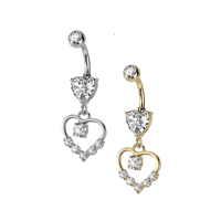 Image 3 of Heart Shape Dangle Belly Ring
