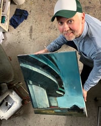 Image 2 of Painting / maleri / "ISLANDS BRYGGE – Malerdrømme og tankestreger – Siloerne" / 60x70 cm