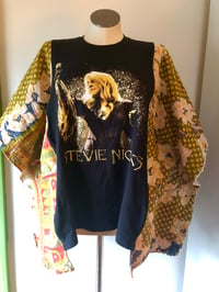 Image 1 of Upcycled “Stevie Nicks tour shirt” vintage quilt poncho