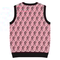 Image 17 of Eugene Teal - Frog with Knife Knit V-neck Vest - Pik and Black