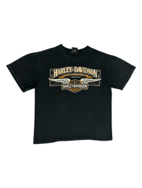 Image 1 of Deja Vu Harley-Davidson Black/Orange/White Vintage Tee