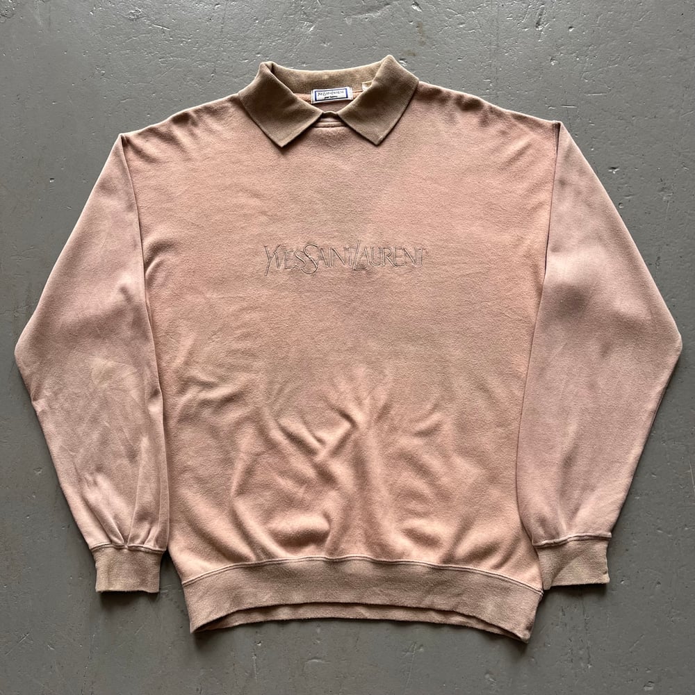 Image of Vintage YSL spellout collared sweatshirt size M