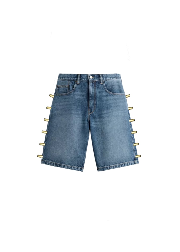 Image of SHELL DROPS SHORTS (BLUE DENIM)