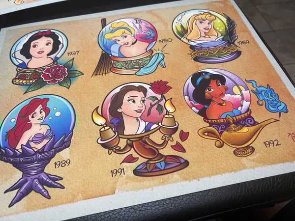 Image of Disney Princess Crystal Ball Series Tattoo Flash Set: DisCBSet1 11x14