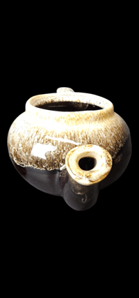 Image 8 of Vintage MCM Dark Brown Stoneware Tea Pot