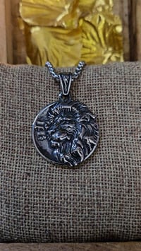 Image 1 of 👑The Armored Kingdom Lion of the Iron Pride Necklace-Stainless Steel-Detailed Lion Head Design