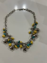 yellow silver turquoise choker necklace 