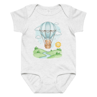 Image 7 of Unisex Baby jersey bodysuit (Bear in a hot air balloon)