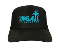 Image 4 of Peach Palm Trucker Hats (Black)