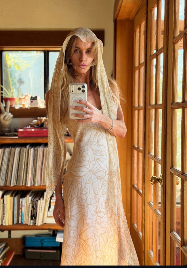 early 70s Halston silk dress and scarf floral leaf slipdress designer 