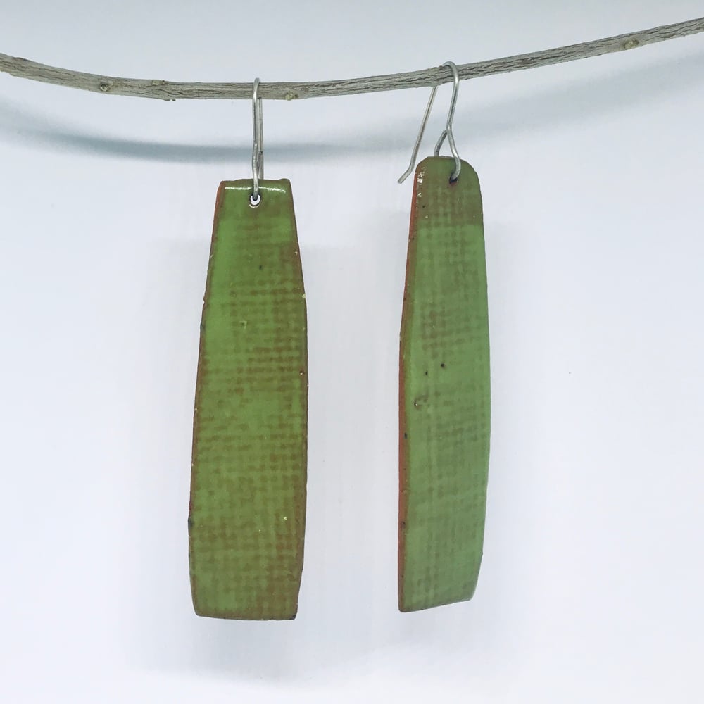 Image of Long Green Ceramic Earrings