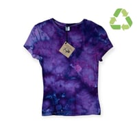 Image 1 of ♻️ UPCYCLED XS Stretch Tee in Purple Haze Ice Dye