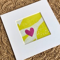 Image 2 of Mini Collage ~ Fuchsia Heart, Chartreuse & White ~ 4x4 Inch Mat
