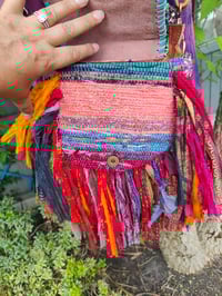 Image 2 of FRILL MINI body cross Sari bag with ruffles - detachable strap wear on waist too evil eye protection