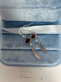 Image 1 of Garnet leaf drop earrings