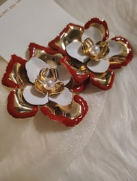 Image 1 of RED & WHITE ROSE EARRINGS 