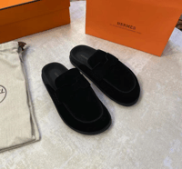 Image 2 of H Suede Slides - Black 