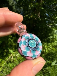 Image 4 of Pink and Teal Dotstack Pendant 