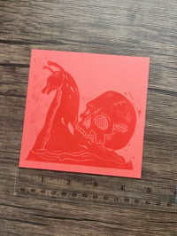 Image 3 of 'a leisurely death' - red & red - one off BLOCKPRINT