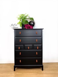 Image 1 of Stag Minstrel Chest Of Drawers  / Stag Tallboy painted in black with leather handles 