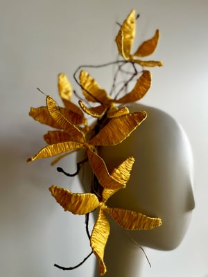 Image of Yellow handmade raffia flowers headpiece SOLD