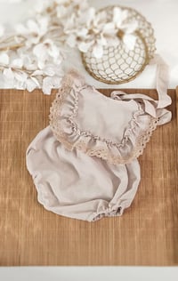 Image 1 of Boho photosession outfit | Giuseppina romper | age 12 months | beige