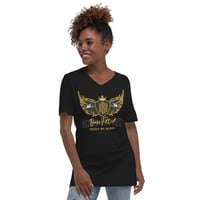 Image 1 of BOSSFITTED Black and Yellow  Unisex V-Neck T-Shirt