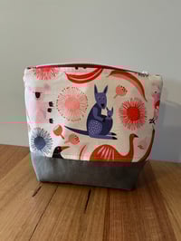 Image 1 of Fabric Zipper Pouch - Emu, Magpie, Kangaroo