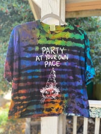 Image 1 of LARGE CROP TOP  Party At Your Own Pace REVERSE Tie Dye Shirt C13