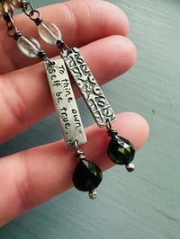 Image 12 of Shakespeare quote charm earrings with topaz and tourmaline