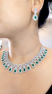 Image 1 of Naomi Green-Stunning AD Necklace Set with Earrings