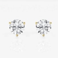 Image 1 of 925 gold plated round cz 3 prong stud earrings