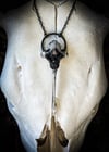 Black Quartz Pearlescent - Deer Vertebra Necklace  