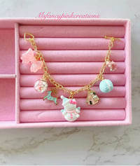 Image 2 of Gold Plated Snowman Kitty Charm Bracelet 