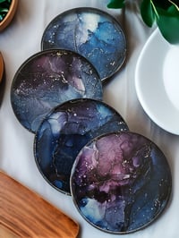 Image 1 of Set of 4 Epoxy Resin Art Coasters 'The Journey'