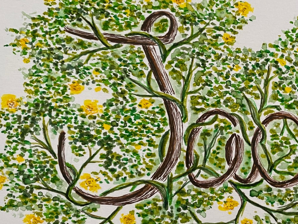 Image of Custom Illustrated Name with Vines (Color)