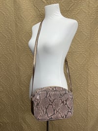 Image 4 of G.I.L.I brown genuine leather snake skin print cross body bag