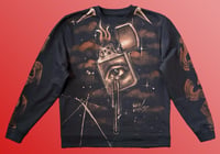 Image 1 of “LIGHT MY FIRE” CUSTOM BLEACH PAINTED PULLOVER SWEATSHIRT LARGE