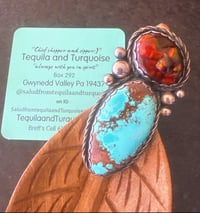Image 2 of Fire 🔥 agate and Royston statement ring 