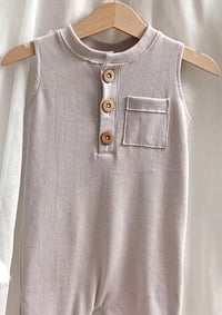 Image 2 of Baby Boy Onesie for Photoshoot | Jeremy | neutral beige |9-12 months | ribbed fabric