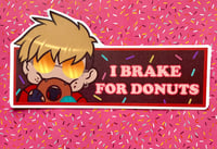 Image 1 of Trigun Stampede Vash “I Brake For Donuts” Bumper Sticker