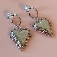 Image 5 of Dotty Heart Half Hoops - Stainless