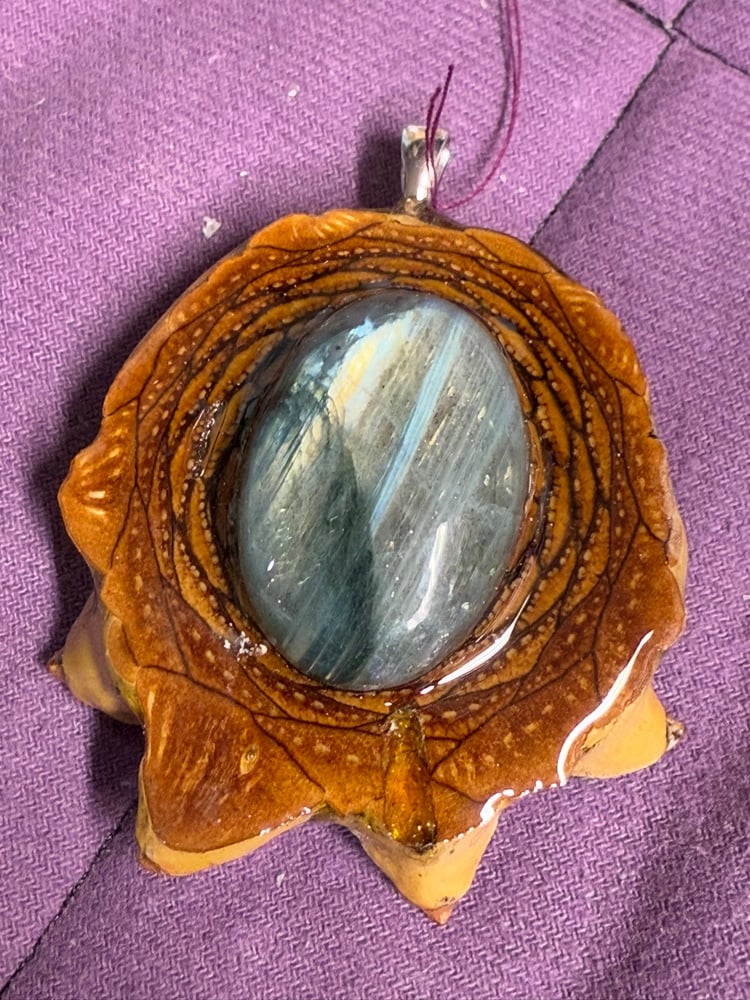 Image of Labradorite Pinecone Charm | Handmade PNW Resin Jewelry | #104