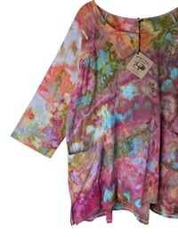 Image 5 of S 100% Cotton Forager Top in Warm Watercolor Ice Dye