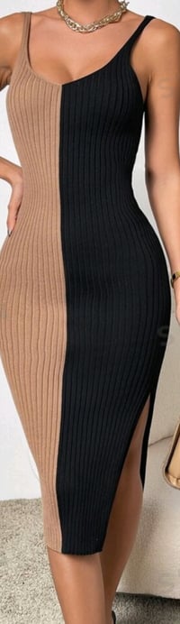 Image 3 of Two Tone Split Thigh Cami Sweater Dress