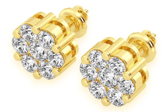 Image of 0.50CTW FLOWER STUD DIAMOND EARRINGS 14K SOLID GOLD