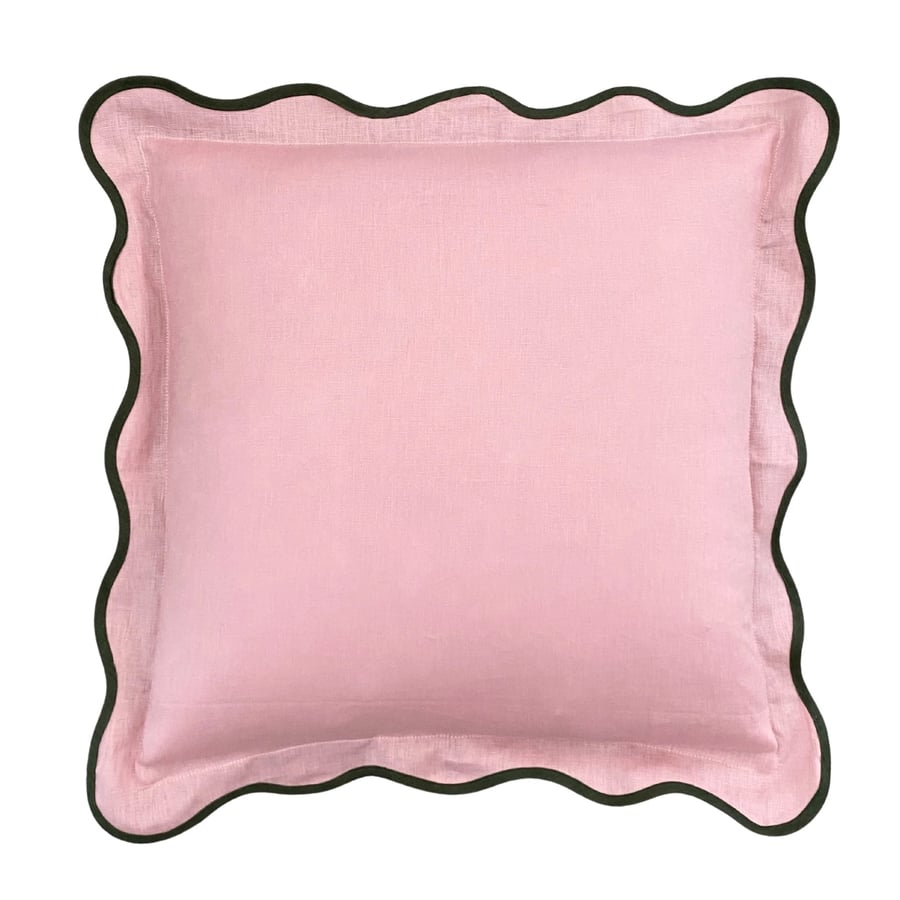 Image of Scallop Pink Linen cushion 