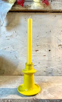 Image 2 of Small Wheel Thrown Candlestick - Yellow 