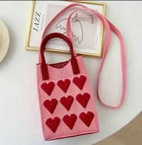 Heart-Shaped Phone Bag, Knitted Bag, Tote Bag
